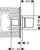 Diagramm eines unterputz montierten Absperrventils von Hansgrohe. Es zeigt Maße und Installationsdetails für die Einbausituation.